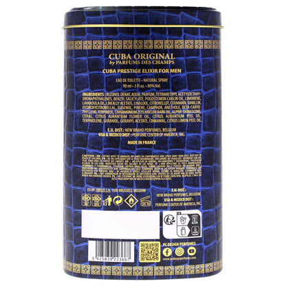 Cuba Prestige Elixir for Men - 3 oz Eau de Toilette Spray, Blue