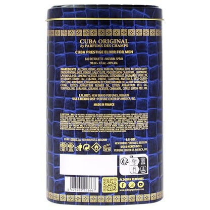 Cuba Prestige Elixir for Men - 3 oz Eau de Toilette Spray, Blue