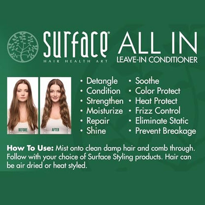 SURFACE Hair ALL IN Leave In Conditioner – Detangles, Controls Frizz & Strengthens for All Hair Types – 6 fl oz Avelisse