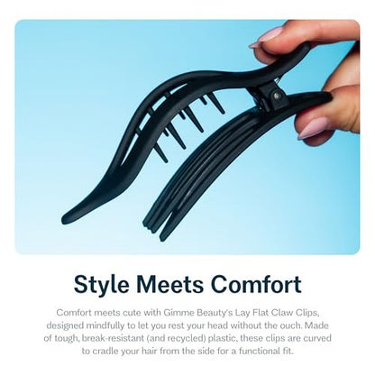 Gimme Beauty Lay Flat Curved Comfort Clip – Designed for Driving & Headrest – Strong, Break-Resistant Hair Clips for All Hair Types – Aesthetic & Non-Slip – Black & Tortoise (2 Pack)