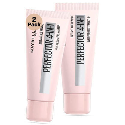 Instant Age Rewind 4-in-1 Matte Perfector: Foundation, Primer, Concealer & Powder – Lightweight Buildable Coverage, Long-Lasting Matte Finish – Shade 01 Light (2 Pack) Avelisse