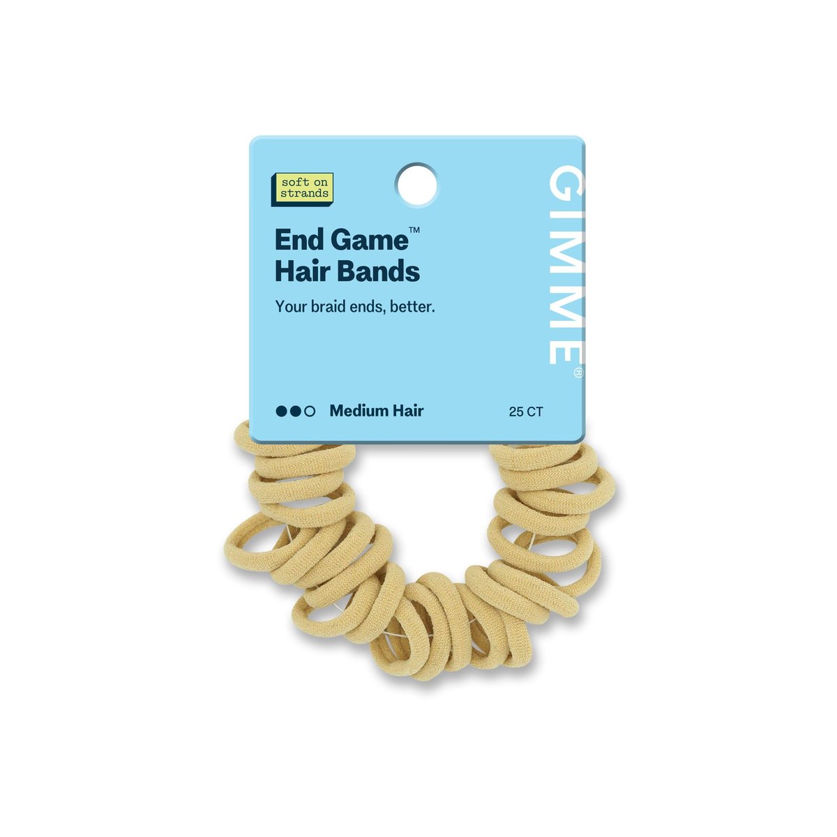 Gimme Beauty No Snag Braid Ends - Seamless Nylon & Spandex Hair Ties for Braids - No-Snag Gentle Hold - Zero-Dent Daily Hair Accessories - 25 Pack, Blonde - görsel 1