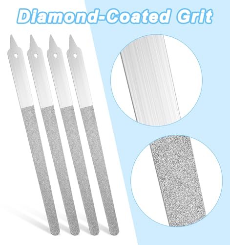4PCS Diamond Dust Nail File Set – 6 Inch Stainless Steel Professional Nail Files for Salon & Home Use Avelisse