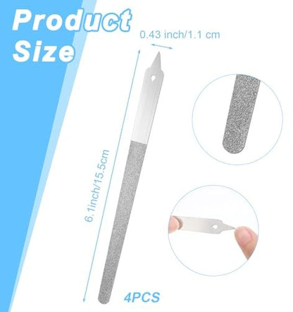 4PCS Diamond Dust Nail File Set – 6 Inch Stainless Steel Professional Nail Files for Salon & Home Use Avelisse