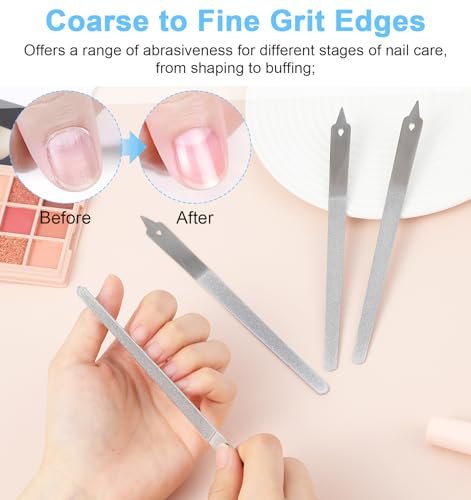 4PCS Diamond Dust Nail File Set – 6 Inch Stainless Steel Professional Nail Files for Salon & Home Use Avelisse