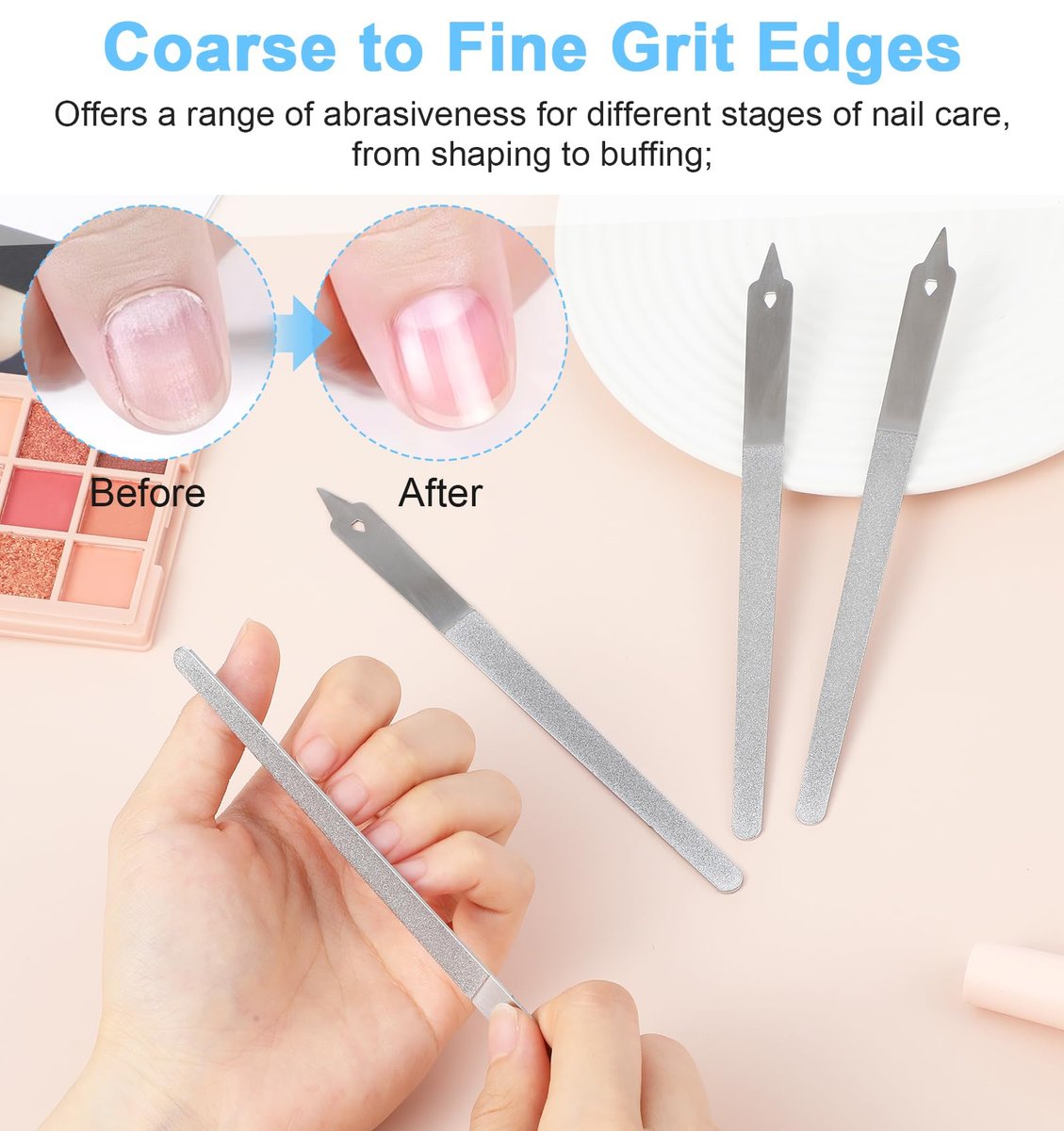 4PCS Diamond Dust Nail File Set – 6 Inch Stainless Steel Professional Nail Files for Salon & Home Use Avelisse