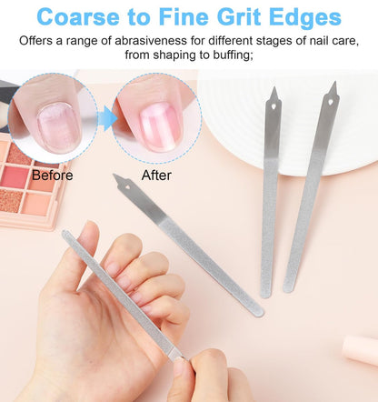 4PCS Diamond Dust Nail File Set – 6 Inch Stainless Steel Professional Nail Files for Salon & Home Use Avelisse