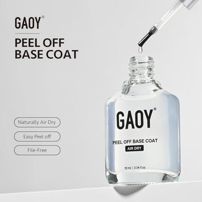 GAOY Air Dry Peel Off Base Coat - 16ml Practice Nail Polish Base, No UV Lamp Needed, Easy Peel Temporary Wear
