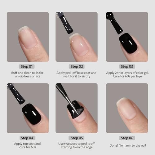 GAOY Air Dry Peel Off Base Coat - 16ml Practice Nail Polish Base, No UV Lamp Needed, Easy Peel Temporary Wear - görsel 12