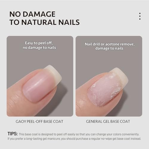 GAOY Air Dry Peel Off Base Coat - 16ml Practice Nail Polish Base, No UV Lamp Needed, Easy Peel Temporary Wear - görsel 8