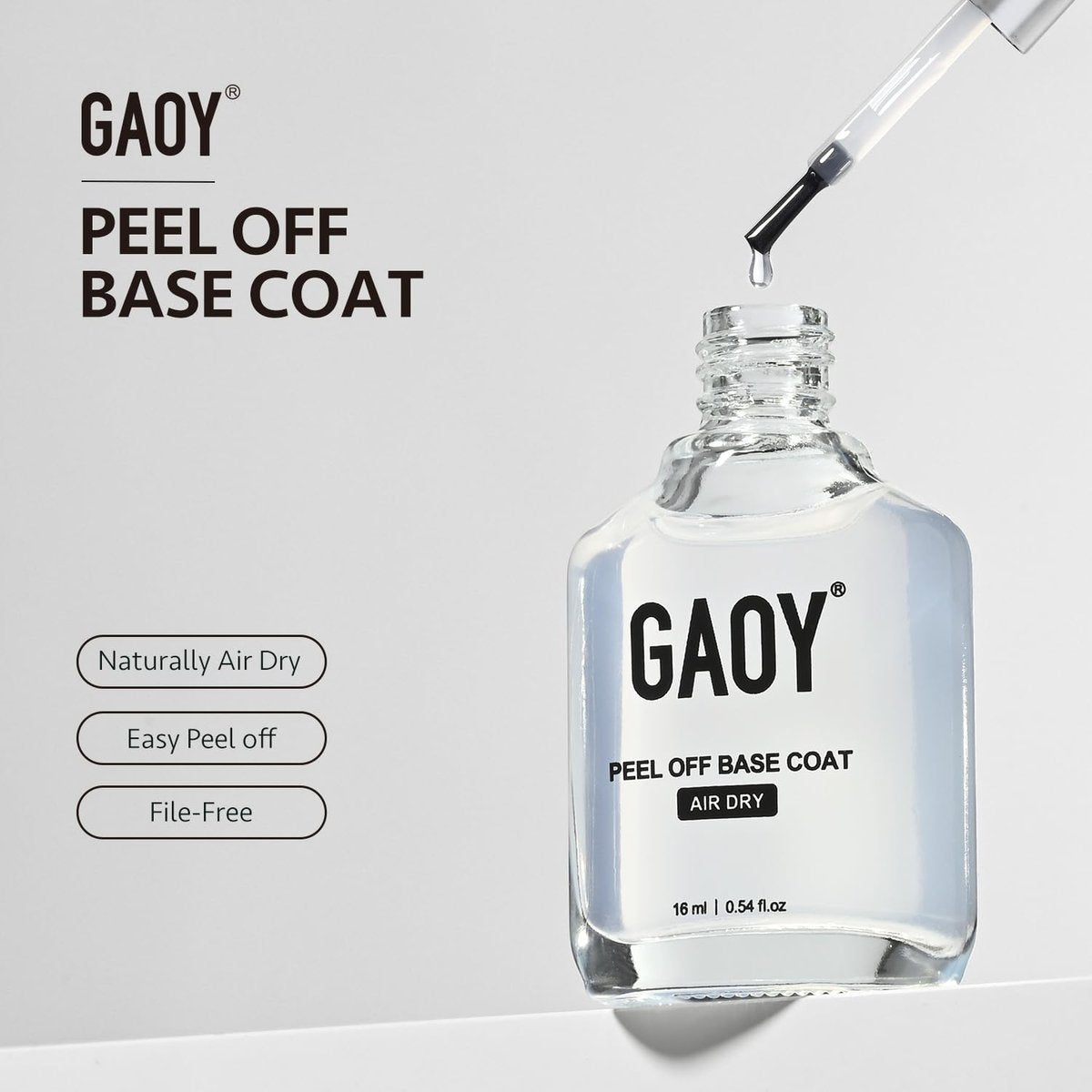 GAOY Air Dry Peel Off Base Coat - 16ml Practice Nail Polish Base, No UV Lamp Needed, Easy Peel Temporary Wear - görsel 9