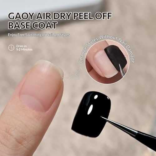 GAOY Air Dry Peel Off Base Coat - 16ml Practice Nail Polish Base, No UV Lamp Needed, Easy Peel Temporary Wear - görsel 4