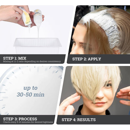 BELEZALIB Hair Bleach Kit - Complete Hair Lightener for Dark Hair with Protective Hair Mask, Lifts Up to 8 Shades, Includes Tint Bowl, Brush, Gloves & Cap Avelisse