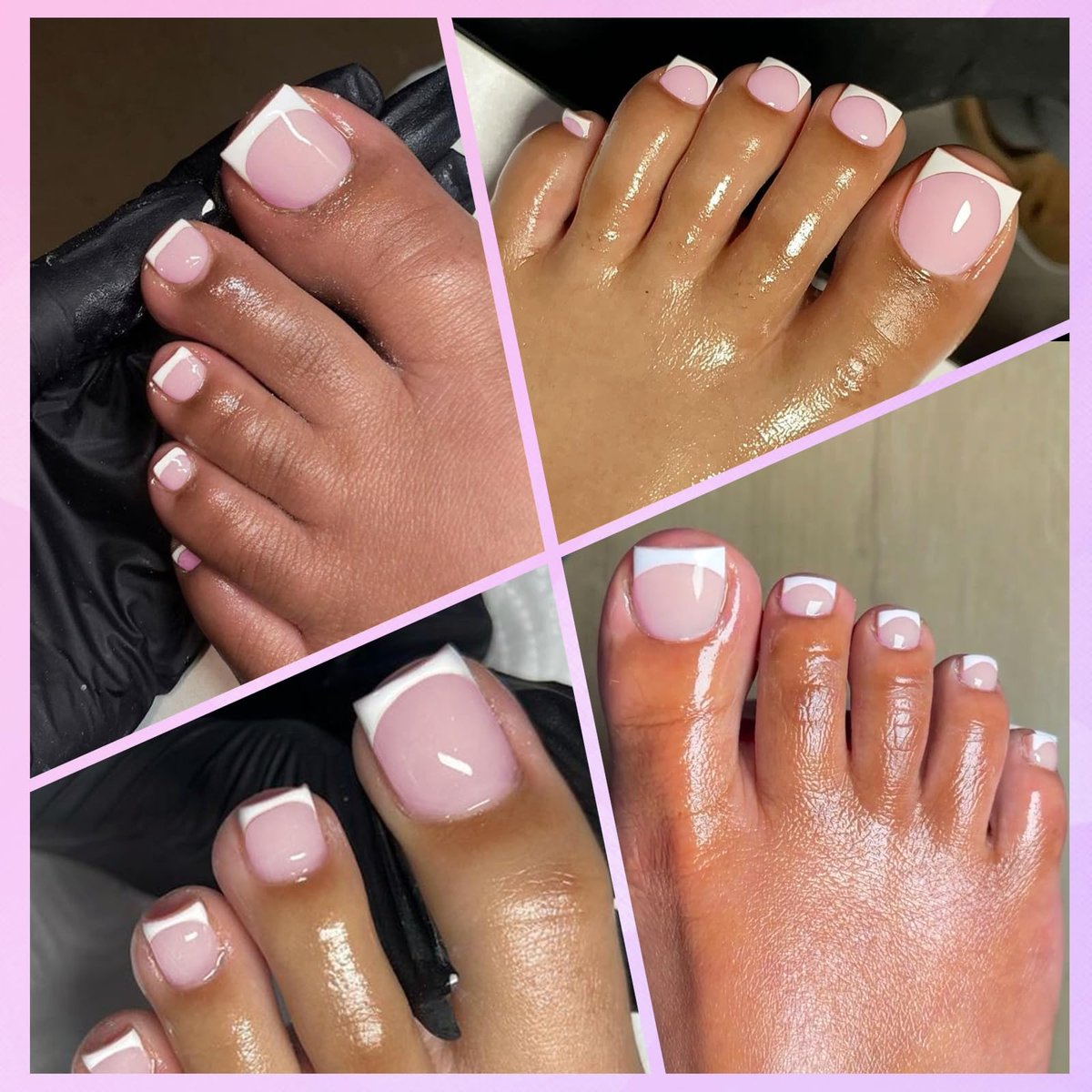 Lifextol 216-Piece Press-On Toenails for Women – French Tip Fake Toe Nails with Sticky Tabs, 12 Sizes Acrylic Toe Nail Tips Kit White Avelisse