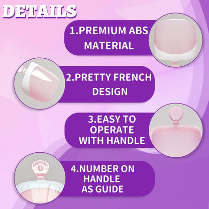 Lifextol 216-Piece Press-On Toenails for Women – French Tip Fake Toe Nails with Sticky Tabs, 12 Sizes Acrylic Toe Nail Tips Kit White Avelisse