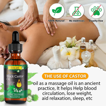 Uocasi Jamaican Black Castor Oil - 2-Pack, 100% Pure & Organic, Cold Pressed in Glass Bottles for Hair Growth, Eyebrow Nourishment, and Skin Hydration, 4.04 Oz Avelisse
