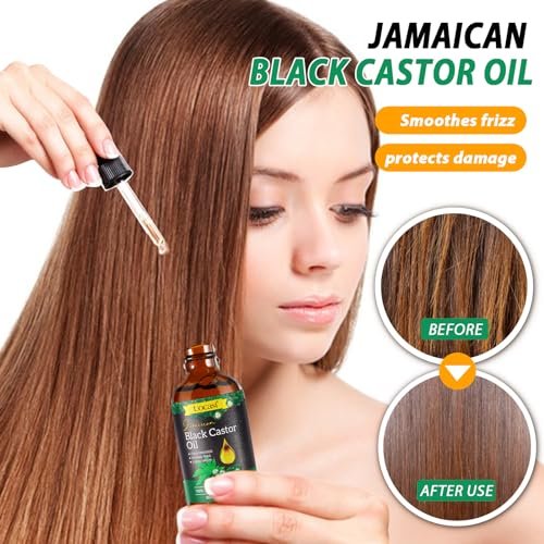 Uocasi Jamaican Black Castor Oil - 2-Pack, 100% Pure & Organic, Cold Pressed in Glass Bottles for Hair Growth, Eyebrow Nourishment, and Skin Hydration, 4.04 Oz Avelisse