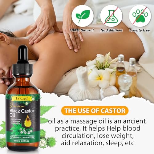 Uocasi Jamaican Black Castor Oil - 2-Pack, 100% Pure & Organic, Cold Pressed in Glass Bottles for Hair Growth, Eyebrow Nourishment, and Skin Hydration, 4.04 Oz Avelisse