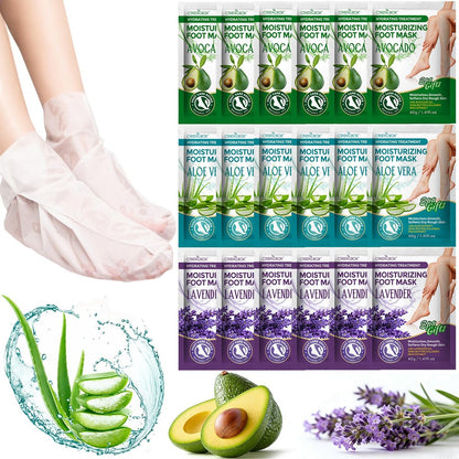 18 Pack Moisturizing Foot Mask – Hydrating Foot Masks for Dry Cracked Feet | CRISTALBOX Avelisse