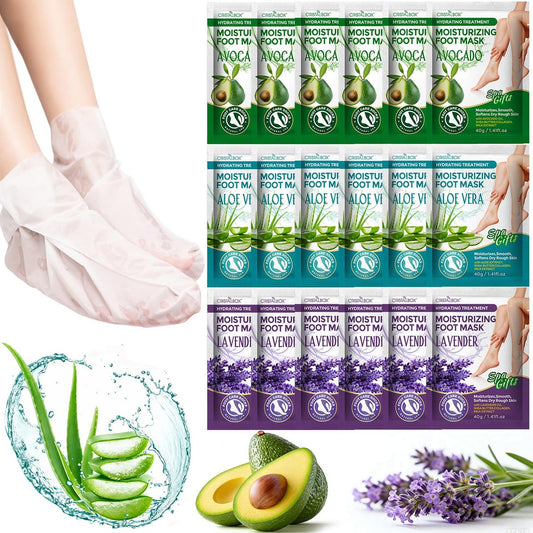 18 Pack Moisturizing Foot Mask – Hydrating Foot Masks for Dry Cracked Feet | CRISTALBOX Avelisse