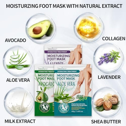 18 Pack Moisturizing Foot Mask – Hydrating Foot Masks for Dry Cracked Feet | CRISTALBOX Avelisse