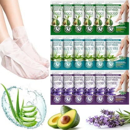 18 Pack Moisturizing Foot Mask – Hydrating Foot Masks for Dry Cracked Feet | CRISTALBOX Avelisse