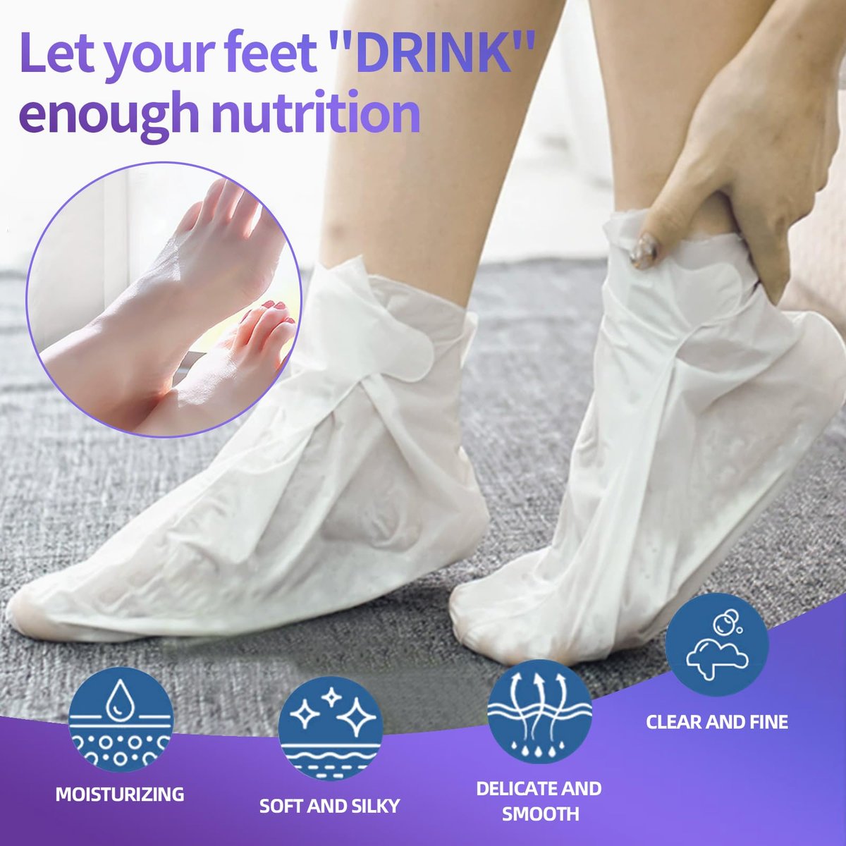 18 Pack Moisturizing Foot Mask – Hydrating Foot Masks for Dry Cracked Feet | CRISTALBOX Avelisse