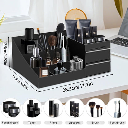 Turesmith Men's Cologne Organizer – Black Polypropylene Perfume Stand for Bathroom Countertop Storage