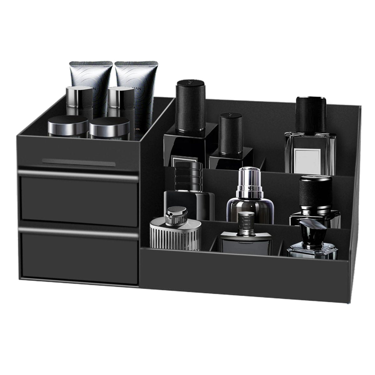 Turesmith Men's Cologne Organizer – Black Polypropylene Perfume Stand for Bathroom Countertop Storage - görsel 1
