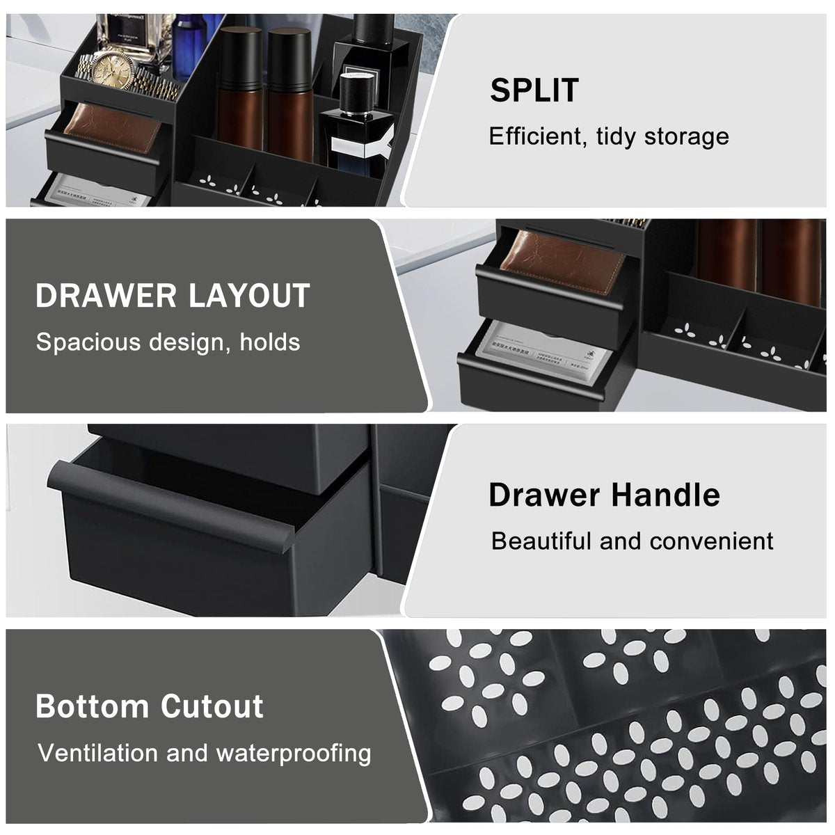 Turesmith Men's Cologne Organizer – Black Polypropylene Perfume Stand for Bathroom Countertop Storage - görsel 9
