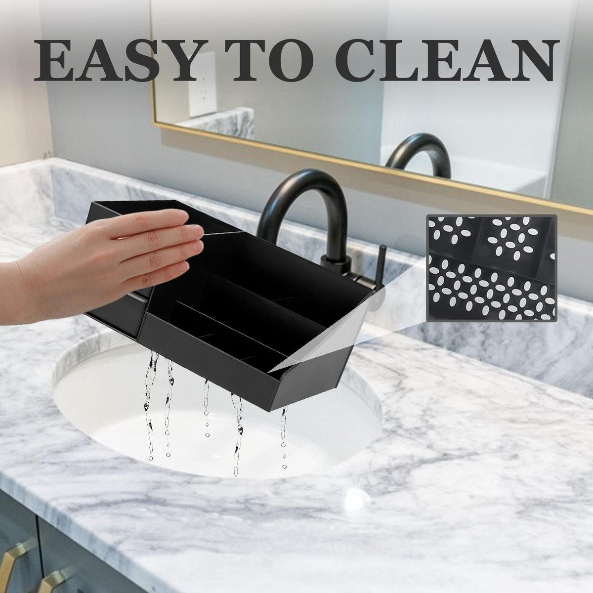 Turesmith Men's Cologne Organizer – Black Polypropylene Perfume Stand for Bathroom Countertop Storage - görsel 11