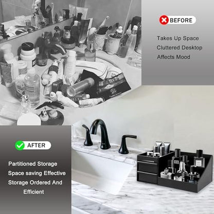Turesmith Men's Cologne Organizer – Black Polypropylene Perfume Stand for Bathroom Countertop Storage