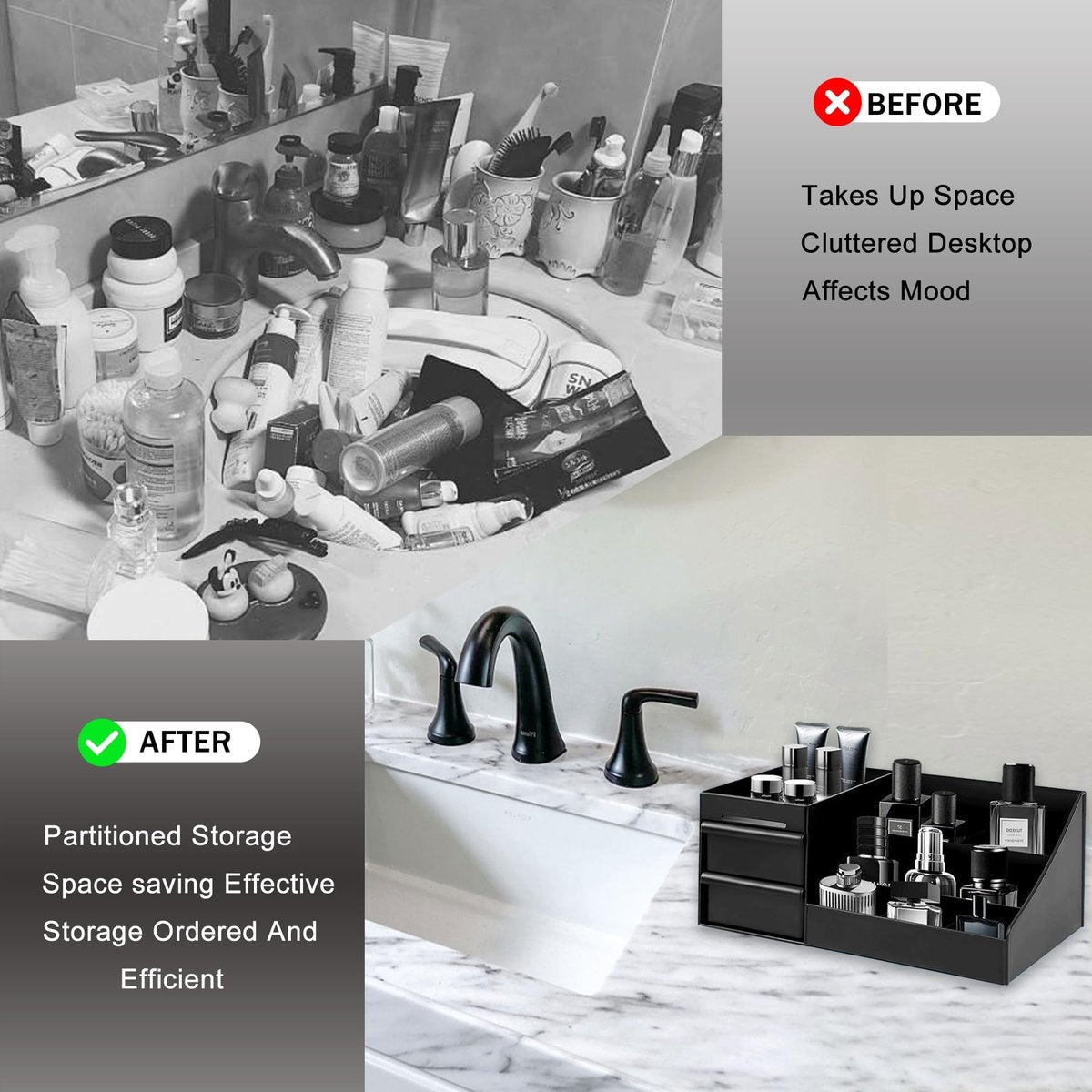Turesmith Men's Cologne Organizer – Black Polypropylene Perfume Stand for Bathroom Countertop Storage - görsel 5