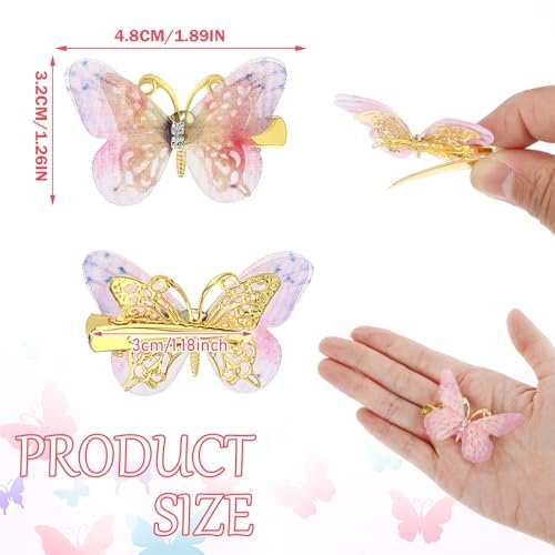 Nogeqi 12-Piece Butterfly Hair Clips Set - Cute Kawaii Mini Butterfly Clips for Girls, Teens, and Women - Multi-Colored Metal Hair Accessories - görsel 6