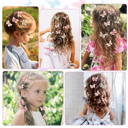 Nogeqi 12-Piece Butterfly Hair Clips Set - Cute Kawaii Mini Butterfly Clips for Girls, Teens, and Women - Multi-Colored Metal Hair Accessories