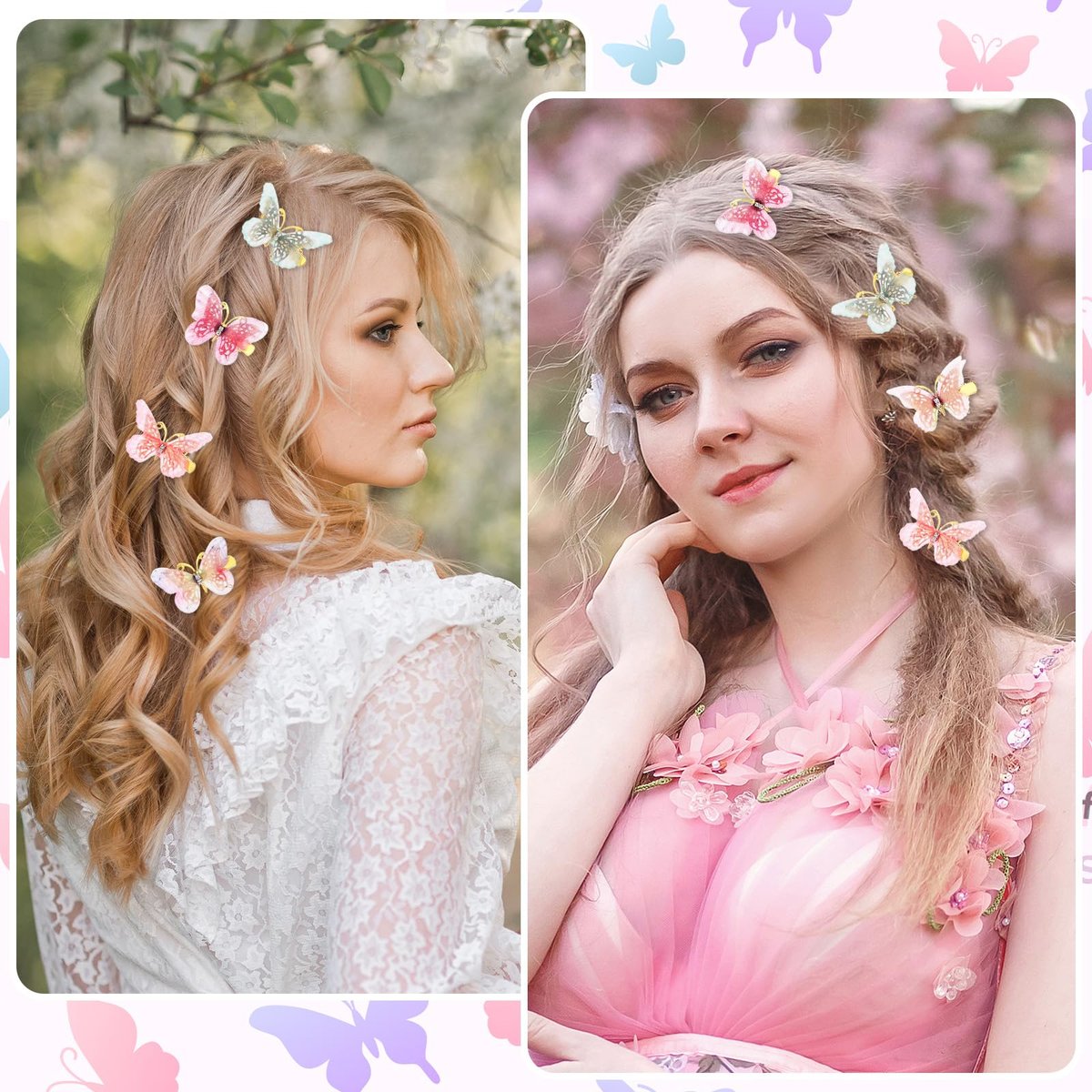 Nogeqi 12-Piece Butterfly Hair Clips Set - Cute Kawaii Mini Butterfly Clips for Girls, Teens, and Women - Multi-Colored Metal Hair Accessories - görsel 7