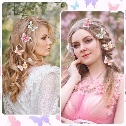 Nogeqi 12-Piece Butterfly Hair Clips Set - Cute Kawaii Mini Butterfly Clips for Girls, Teens, and Women - Multi-Colored Metal Hair Accessories - görsel 8