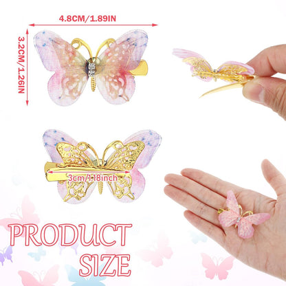 Nogeqi 12-Piece Butterfly Hair Clips Set - Cute Kawaii Mini Butterfly Clips for Girls, Teens, and Women - Multi-Colored Metal Hair Accessories