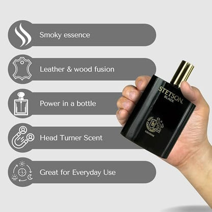 Stetson Black Cologne for Men - 3.4 oz Eau de Toilette Spray Avelisse