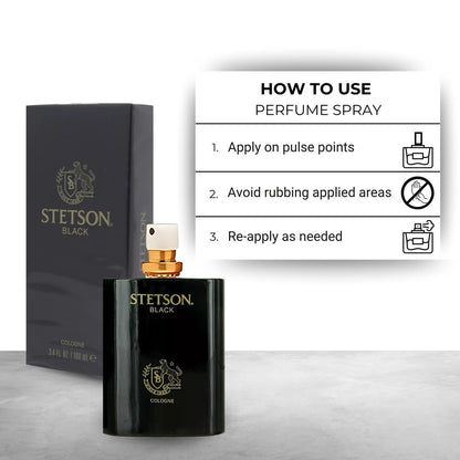 Stetson Black Cologne for Men - 3.4 oz Eau de Toilette Spray Avelisse