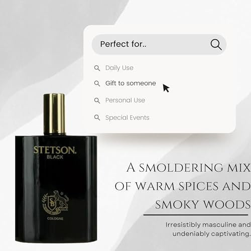 Stetson Black Cologne for Men - 3.4 oz Eau de Toilette Spray Avelisse
