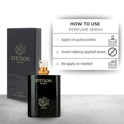 Stetson Black Cologne for Men - 3.4 oz Eau de Toilette Spray Avelisse
