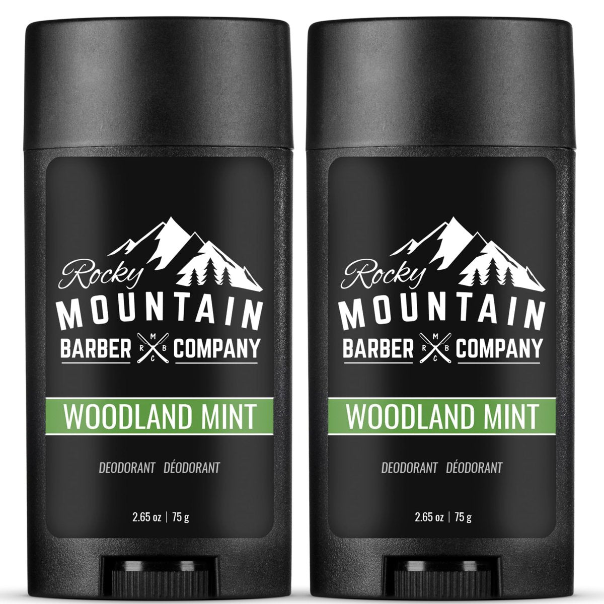 Natural Deodorant for Men – 2 Pack – Aluminum Free – Made in USA with Plant-Based Ingredients & Peppermint Essential Oil – Woodland Mint Scent – 2.65 oz Each by Rocky Mountain Barber Company Avelisse