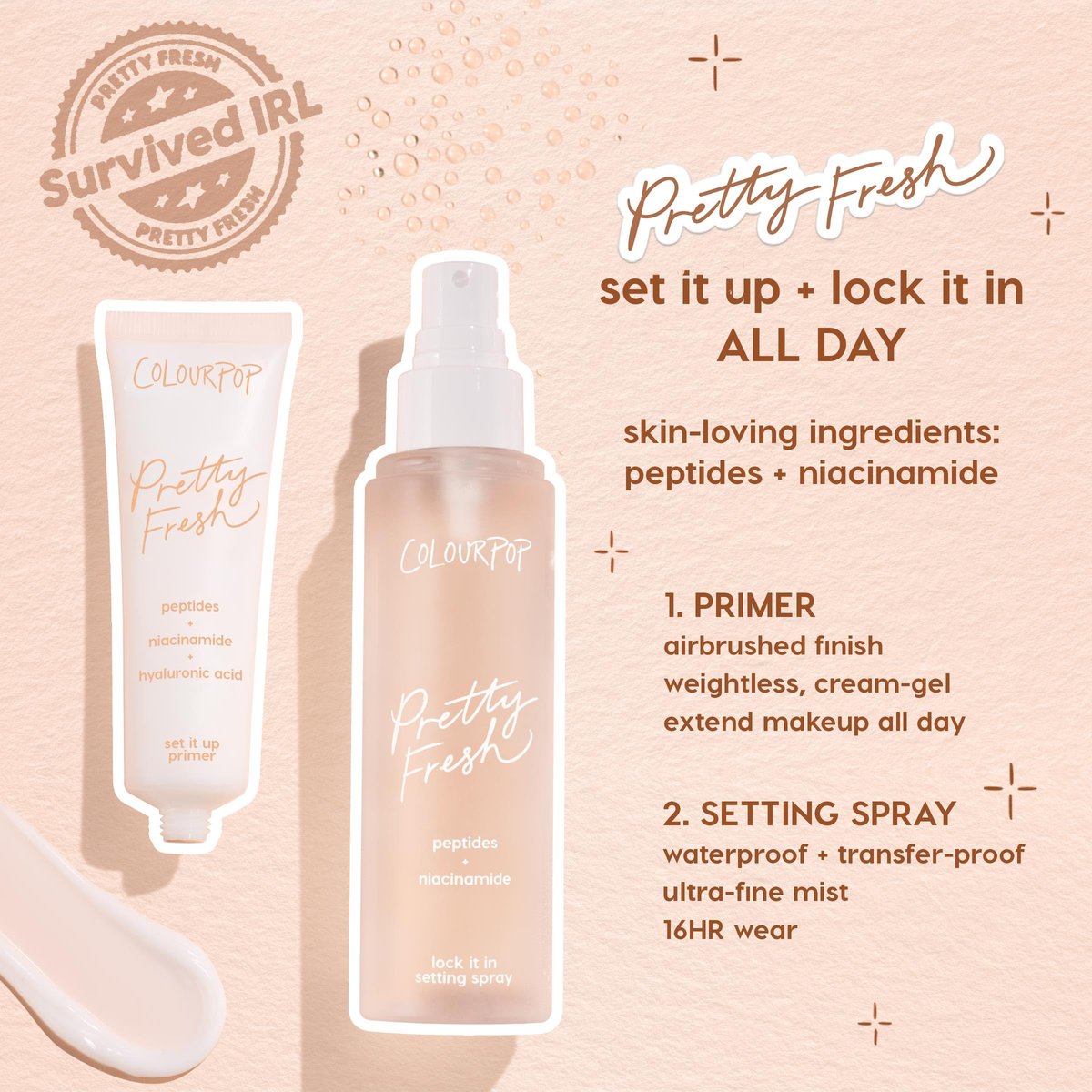 ColourPop Pretty Fresh Airbrush Makeup Primer - Hydrating Gel-Cream Pore Minimizer with Peptides, Niacinamide & Hyaluronic Acid - Vegan & Cruelty-Free (1 Fl Oz) Avelisse