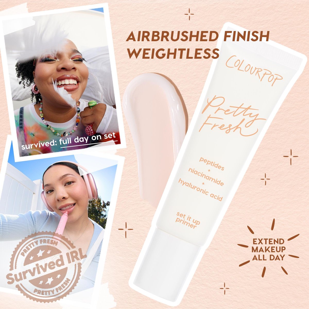 ColourPop Pretty Fresh Airbrush Makeup Primer - Hydrating Gel-Cream Pore Minimizer with Peptides, Niacinamide & Hyaluronic Acid - Vegan & Cruelty-Free (1 Fl Oz) Avelisse