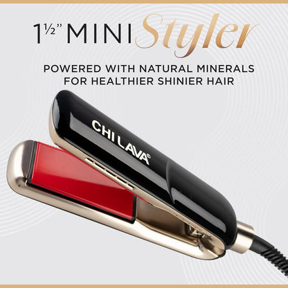 CHI Lava MiniStyler & CHI 44 Iron Guard (2 Oz) Gift Duo - Ceramic Hair Straightener for Long-Lasting Shine, 1.5" Iron, Perfect for Daily Use & Travel Avelisse
