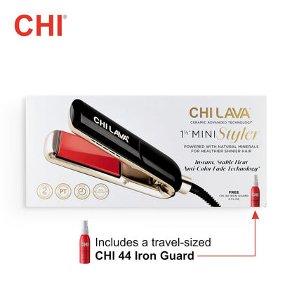 CHI Lava MiniStyler & CHI 44 Iron Guard (2 Oz) Gift Duo - Ceramic Hair Straightener for Long-Lasting Shine, 1.5" Iron, Perfect for Daily Use & Travel Avelisse