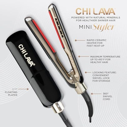 CHI Lava MiniStyler & CHI 44 Iron Guard (2 Oz) Gift Duo - Ceramic Hair Straightener for Long-Lasting Shine, 1.5" Iron, Perfect for Daily Use & Travel Avelisse