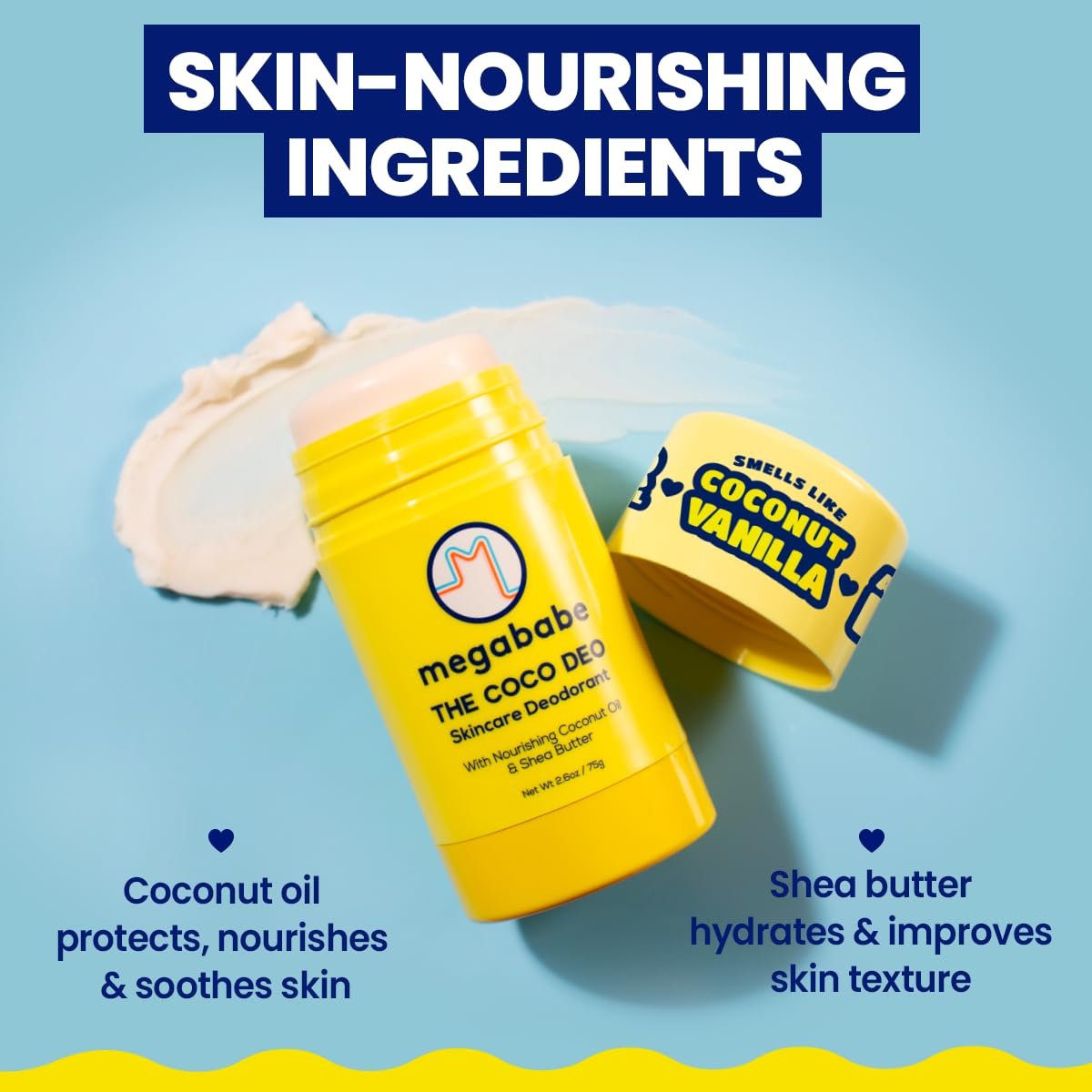 Megababe The Coco Deo - Natural Deodorant with Coconut Oil & Shea Butter, Aluminum-Free, 72-Hour Odor Protection, 2.6 oz Avelisse