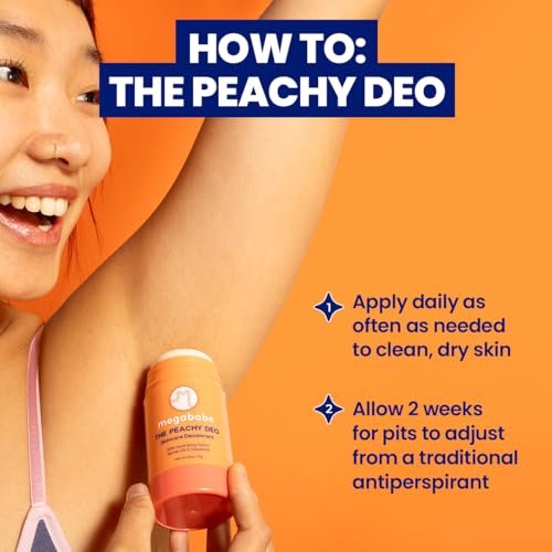 Megababe Skincare Deodorant - The Peachy Deo with 72 Hour Odor Protection, Aluminum-Free, All Natural, 2.6 oz Avelisse